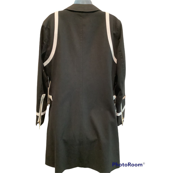 WORTH BLACK CANVAS/WHITE LEATHER TRIM WALKING COAT 10P - Picture 4 of 9